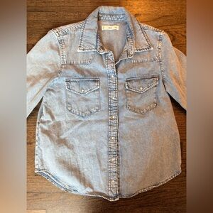 Mango Light Blue Casual Denim Top